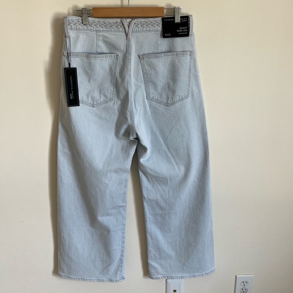 Veronica Beard Grant Wide Leg Jeans Braided High Waist Size 31 Aspen Wash - Picture 5 of 16